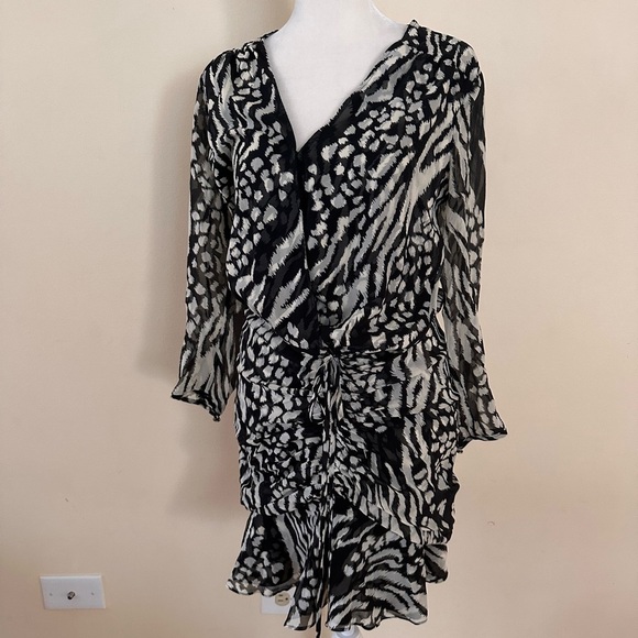 VERONICA BEARD Kiran Dress Mini Print Silk - Picture 4 of 8